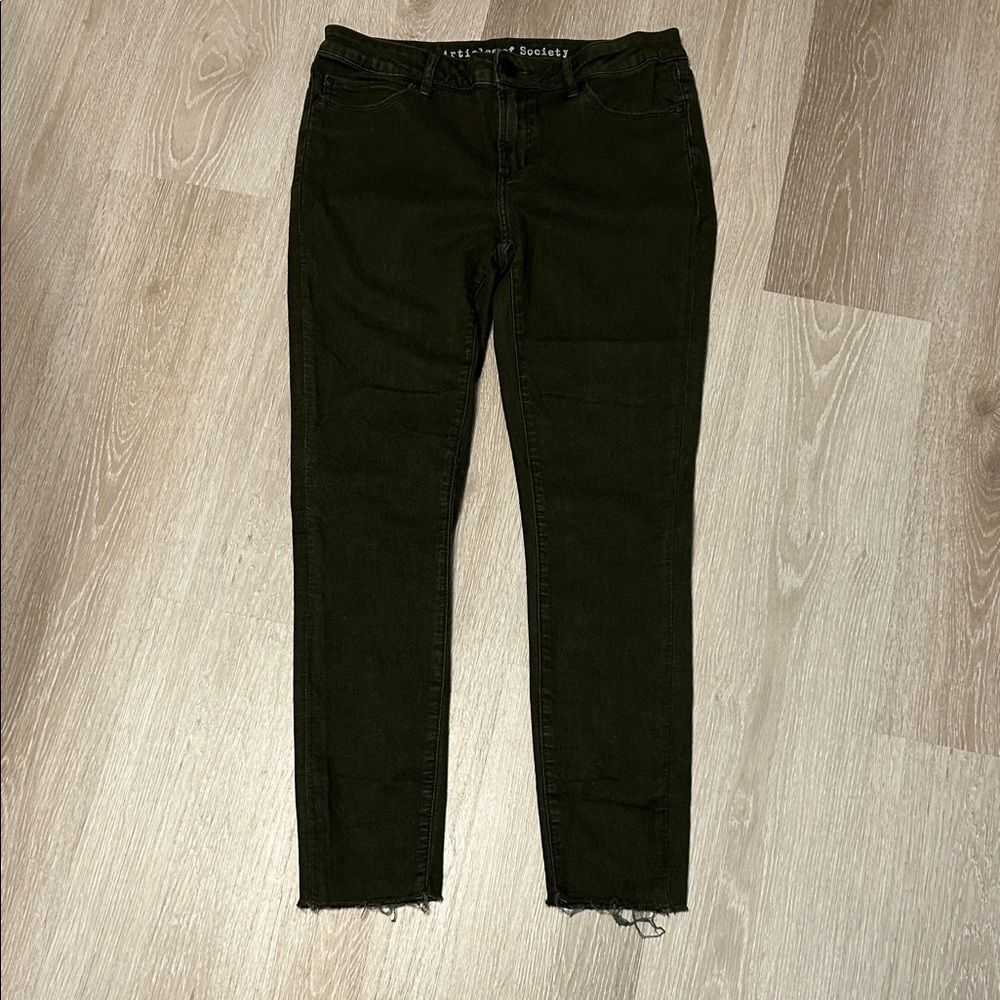 Articles of Society Forrest Green Frayed Hem Skinny  Jeans Sz 31